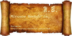 Mircsov Borbála névjegykártya